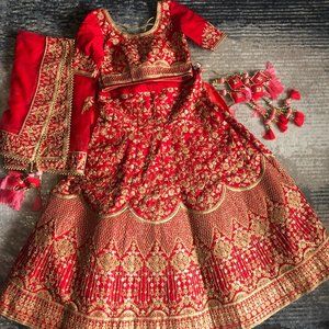 Red & Gold Indian Bridal Wedding Dress/Lehenga